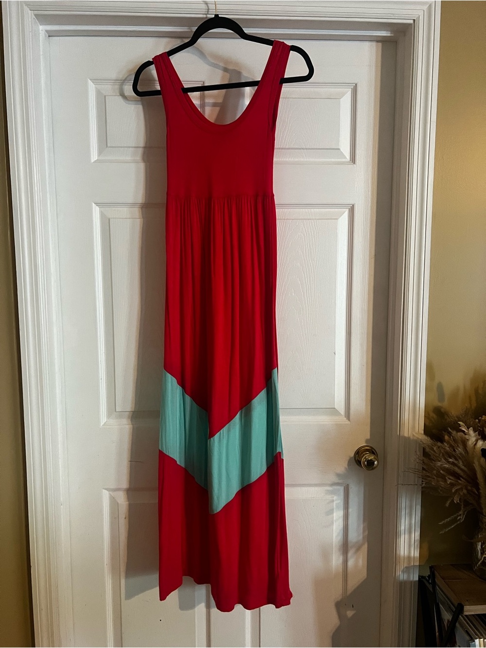 Coveted Red & Mint Chevron Maxi Dress